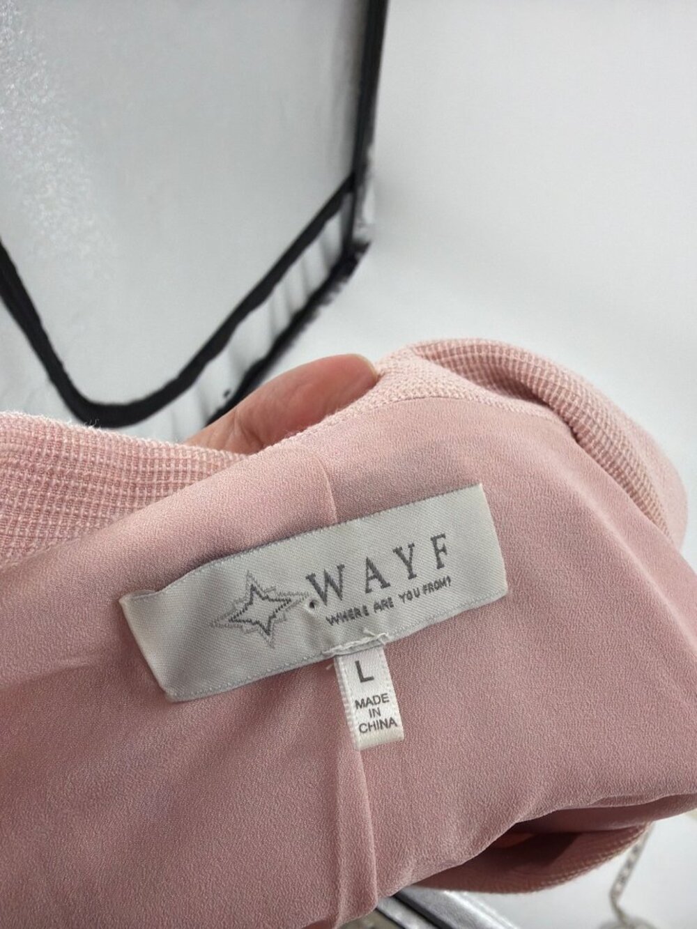 WAYF Light Academia Notch Lapel Blazer Blush Pink Womens Large Metallic Thread - Picture 3 of 9